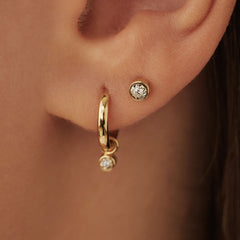 Isabel Bernard De La Paix Inaya 14 Carat Golden Ear Studs | diamond 0.04 ct | IBD360026