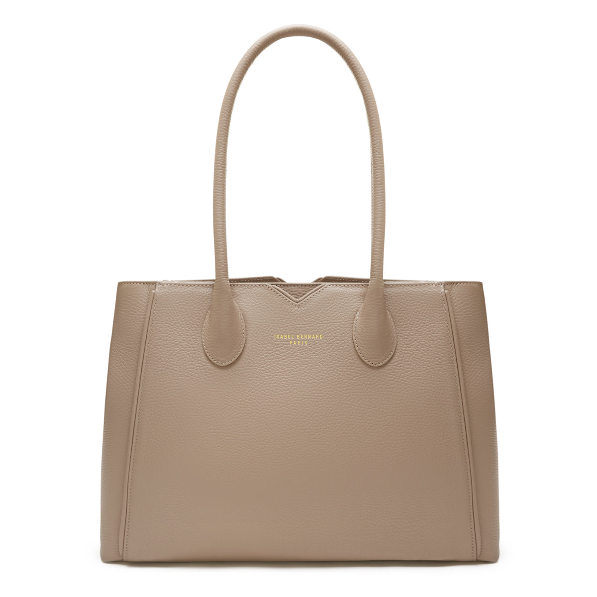 Isabel Bernard Honoré Cloe Taupe Leather Handbag made of Calfskin IB25016