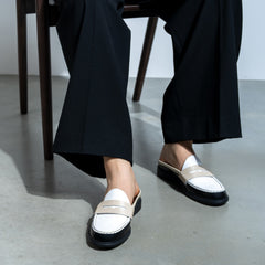 Vendôme Blandine Black And White Calfskin Leather Mules With White Details IB51016-10170-35