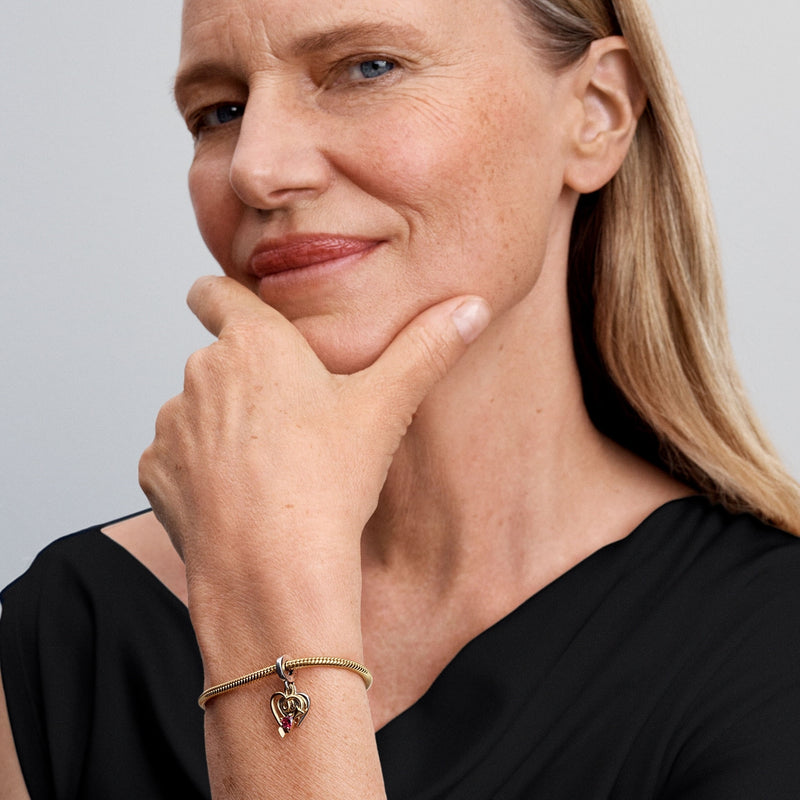 Pandora Love Gold coloured Engravable heart Charm 763622C01-zoom-