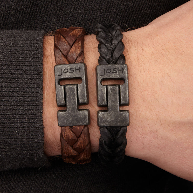 Josh Vintage herren Armband Schwarz 24941-BRA-VB/BLACK/L-zoom-
