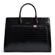 Isabel Bernard Honoré Nadine Schwarze Kroko Leder Handtasche aus Kalbsleder IB25033