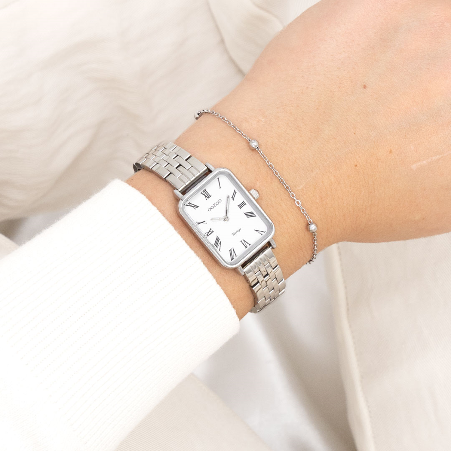 OOZOO Vintage Silver and White Women's Watch C20410