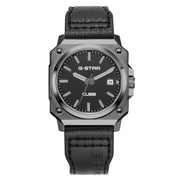 G-STAR Cube Schwarze Leder-Herrenuhr GSW.508.02