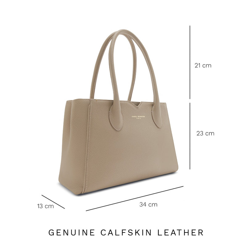 Isabel Bernard Honoré Cloe Midi Taupe Kalbsleder Handtaschen IB25082-078-zoom-