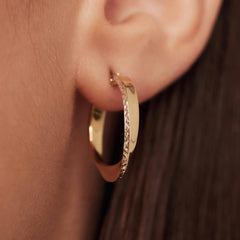 Isabel Bernard Rivoli Laura 14 carat Gold Hoop Earrings with Diamond Cut IB360258