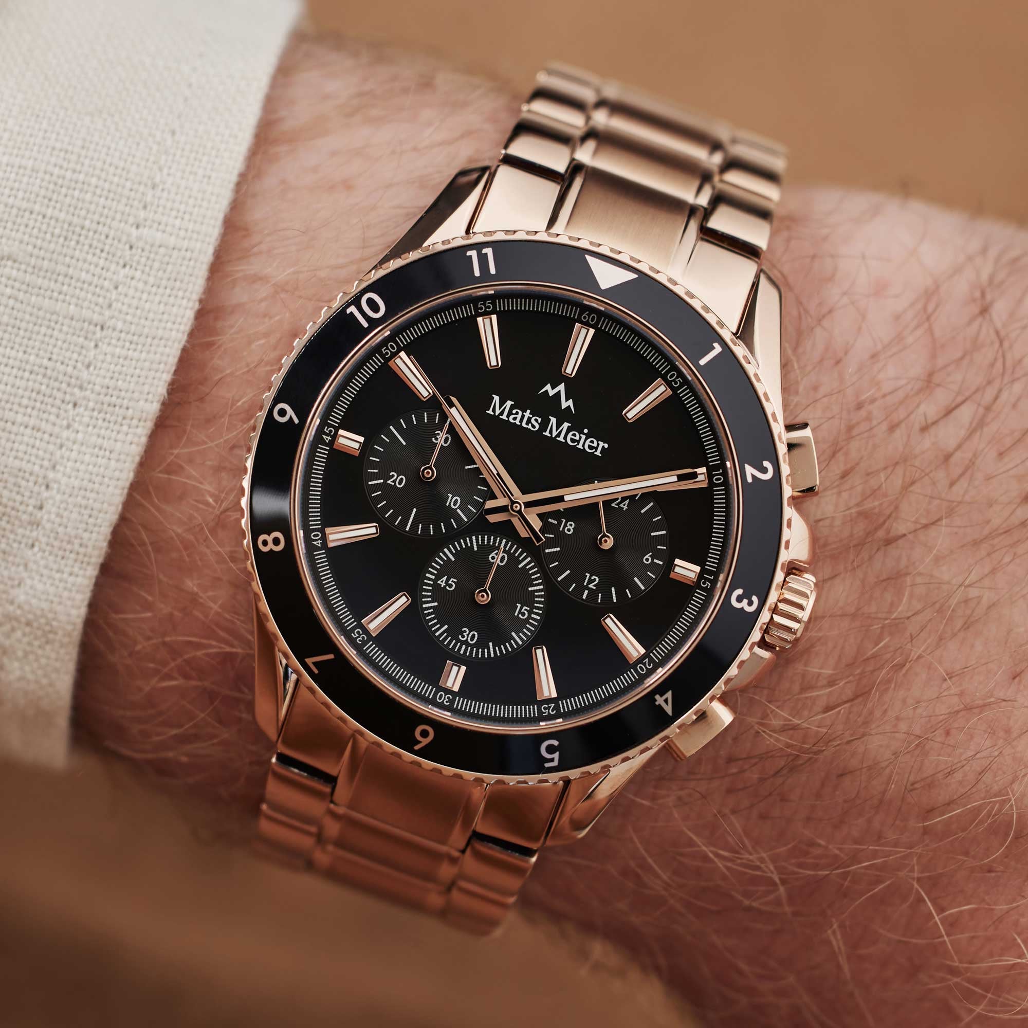 Mats Meier Ponte dei Salti Chronograph Men'sWatch Roesgoldcoloured and Black MM00510