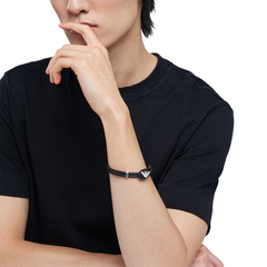 Emporio Armani Black Leather Bracelet EGS3237040