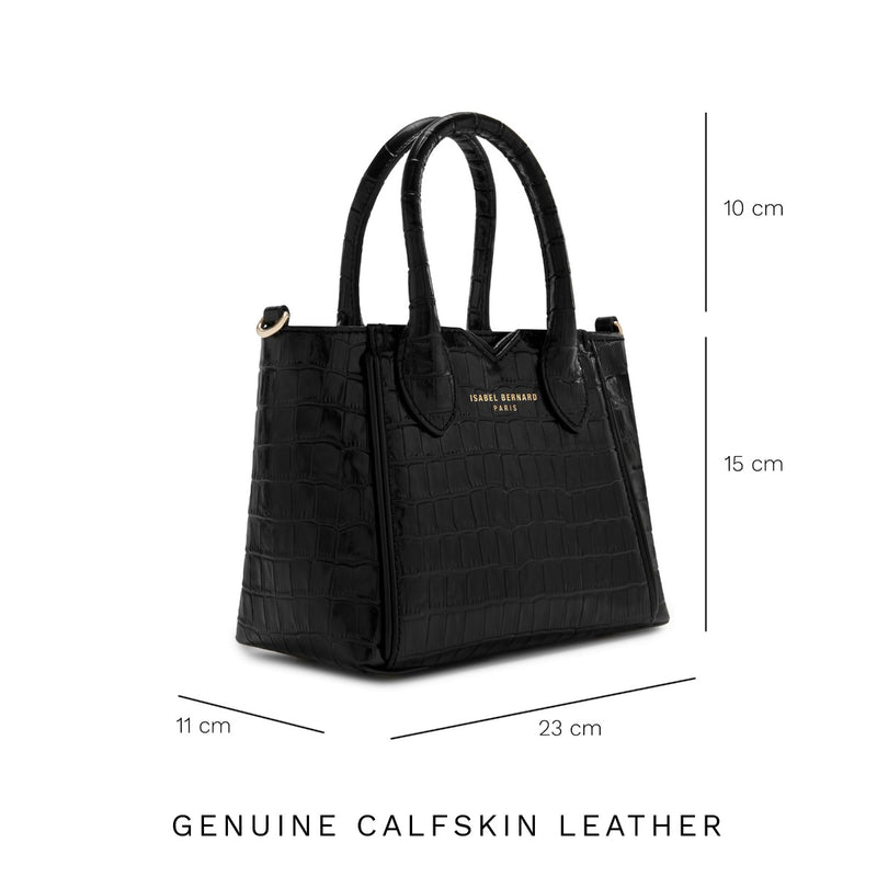 Isabel Bernard Honoré Cloe Mini Kroko Schwarz Kalbsleder Handtasche IB21124-201-zoom-