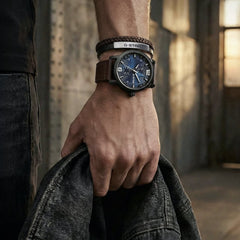 G-Star Tether02P Silver and Black Leather Bracelet GSJ.109.02