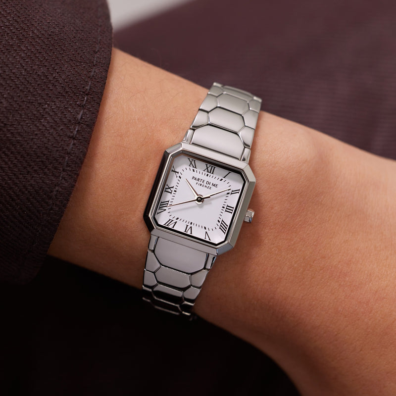 Parte di Me Orologio square ladies watch silver coloured and white PDM09027-zoom-