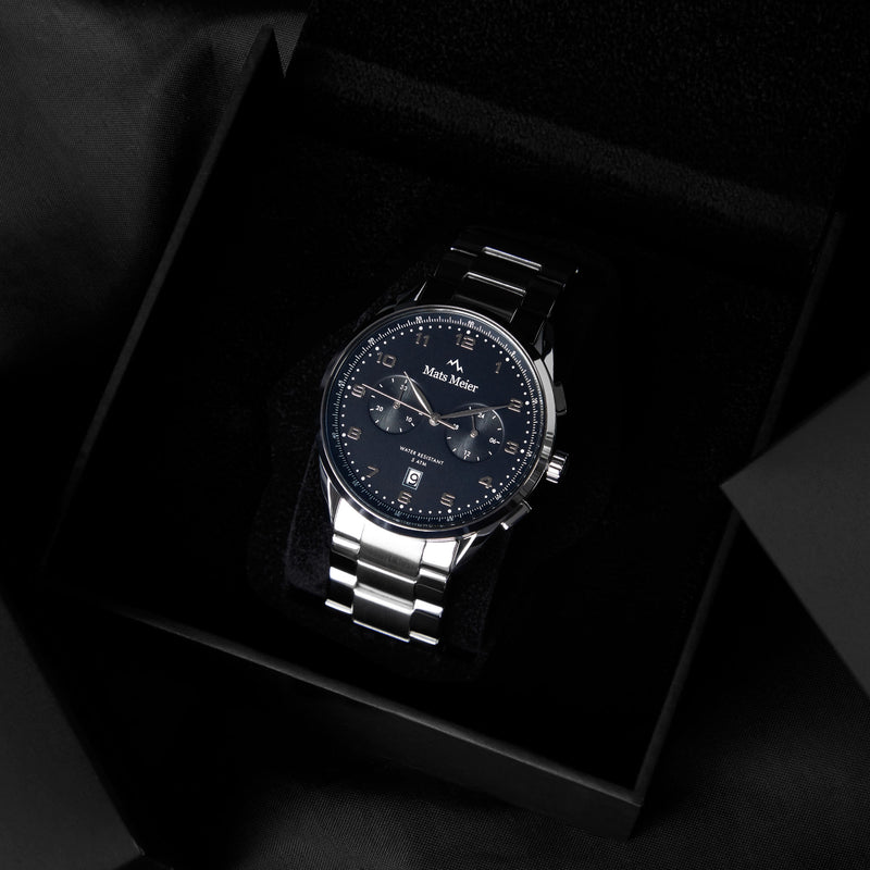 Mats Meier Mont Vélan Chrono Schwarz/Silberfarbene Uhr MM10004-zoom-