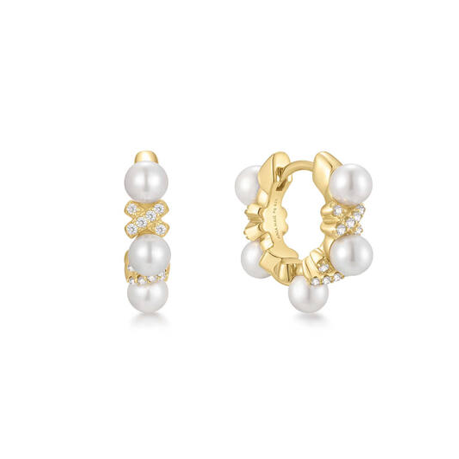 Ania Haie Reimaginer Gold Coloured Shell Pearl Hoop Earrings AH-E069-07G