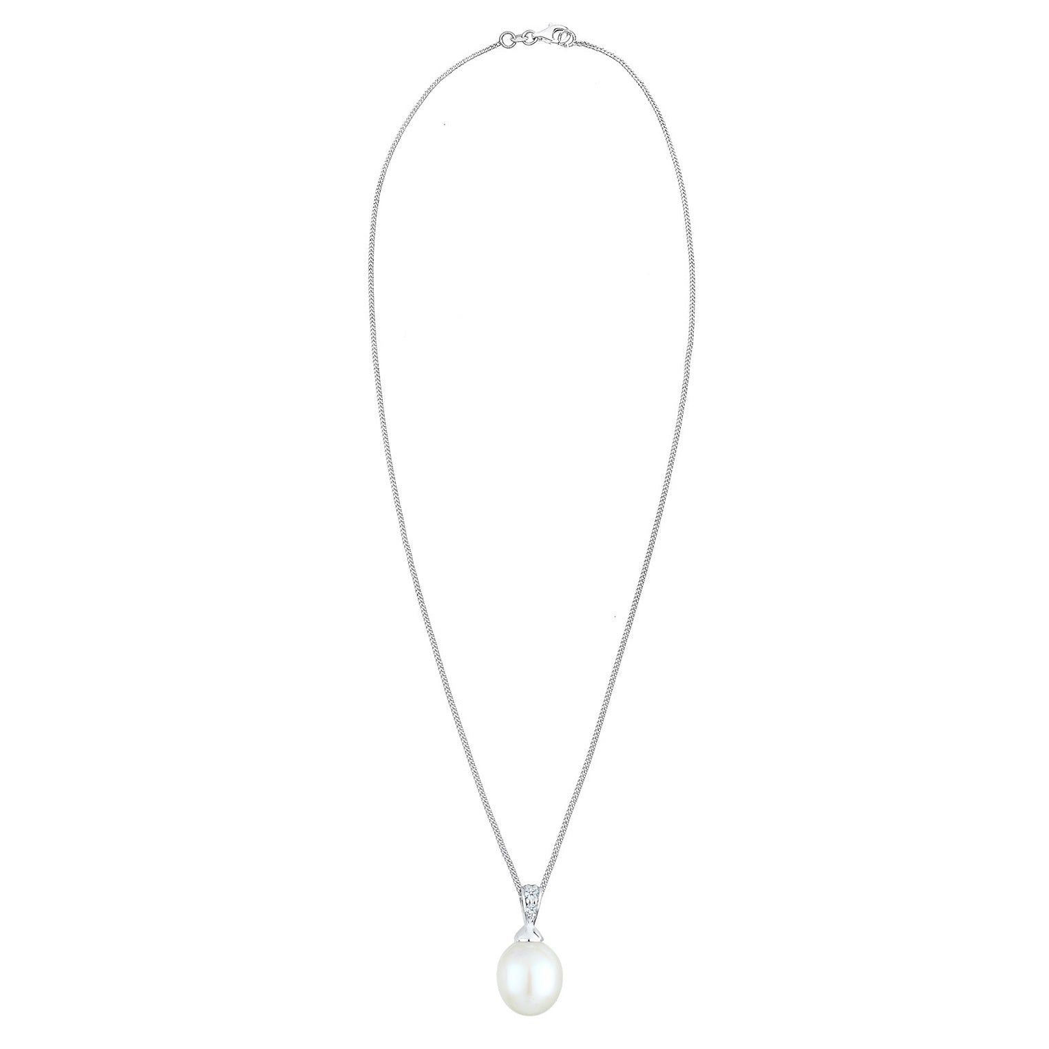 Elli 925 Sterling Silver Pearl Necklace with Diamond (0.04 ct) 2004-BF-0007551-001