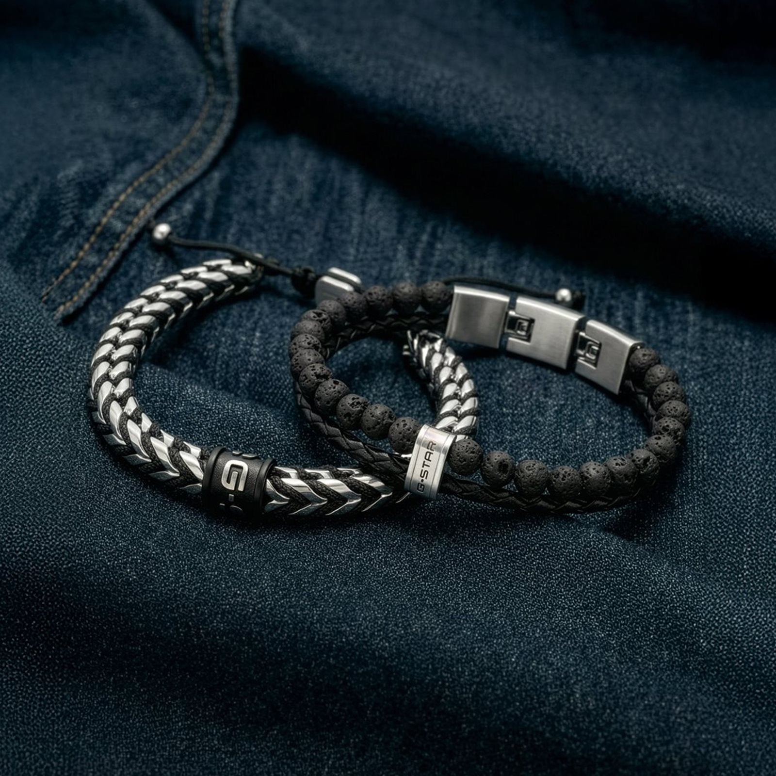 G-STAR DualShield Silver and Black Bracelet GSJ.108.01