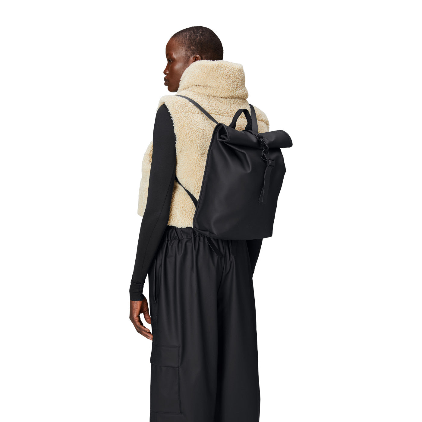 Rains Rolltop Black Backpack R13330-01