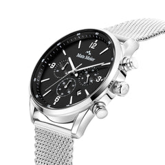 Mats Meier Grand Cornier chronograph men's watch silver colored with black MM00132