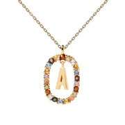 P D Paola 925 Sterling Silberen Goldfarbene Buchstabe V Kette CO01-281-U