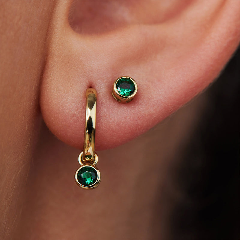 Violet Hamden Venus 925 Sterling Silberne Vergoldete Creolen mit Geburtsstein VH360015-MAY-zoom-