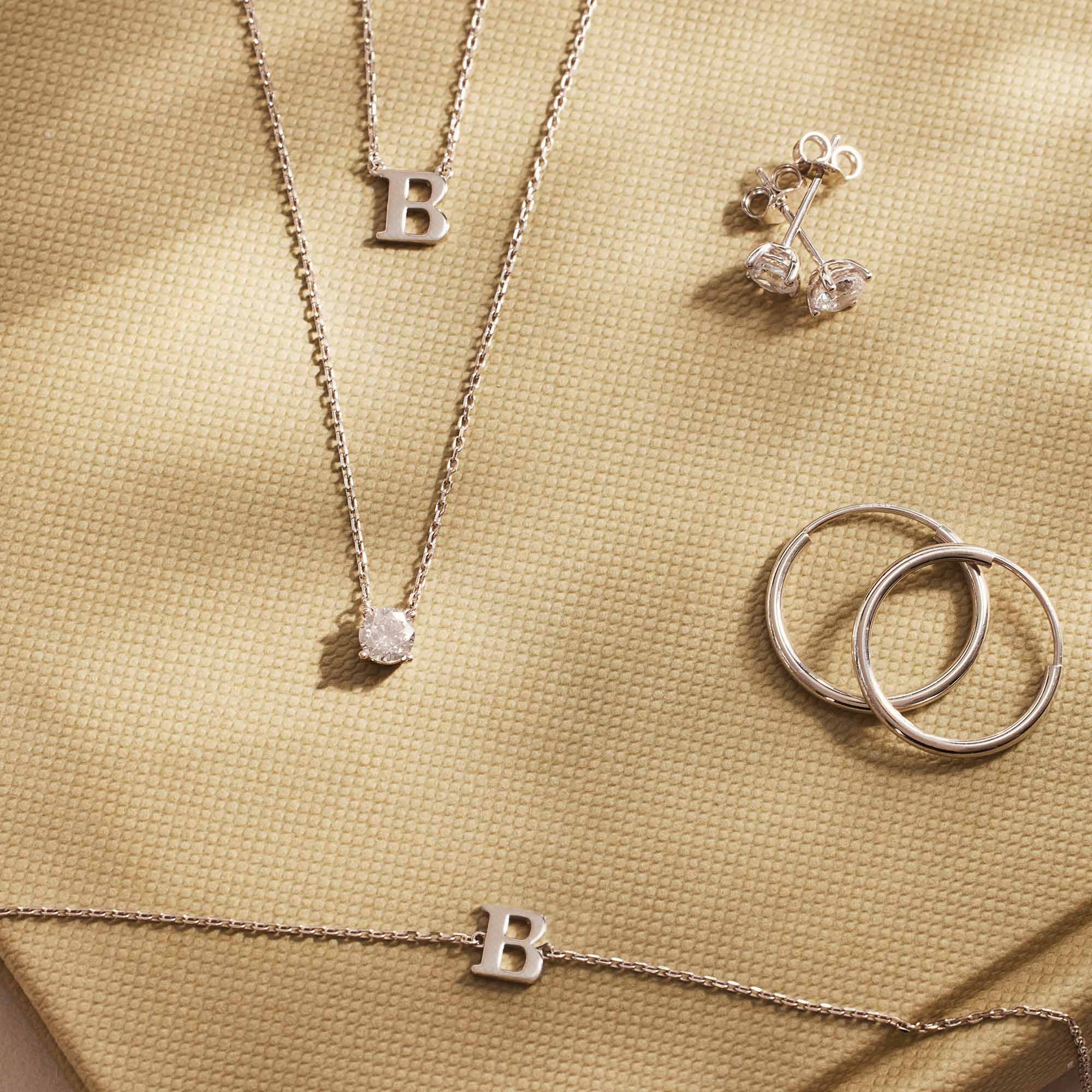 Isabel Bernard Saint Germain Chloé 14 Carat Whitegold Initial Necklace IB340061-A