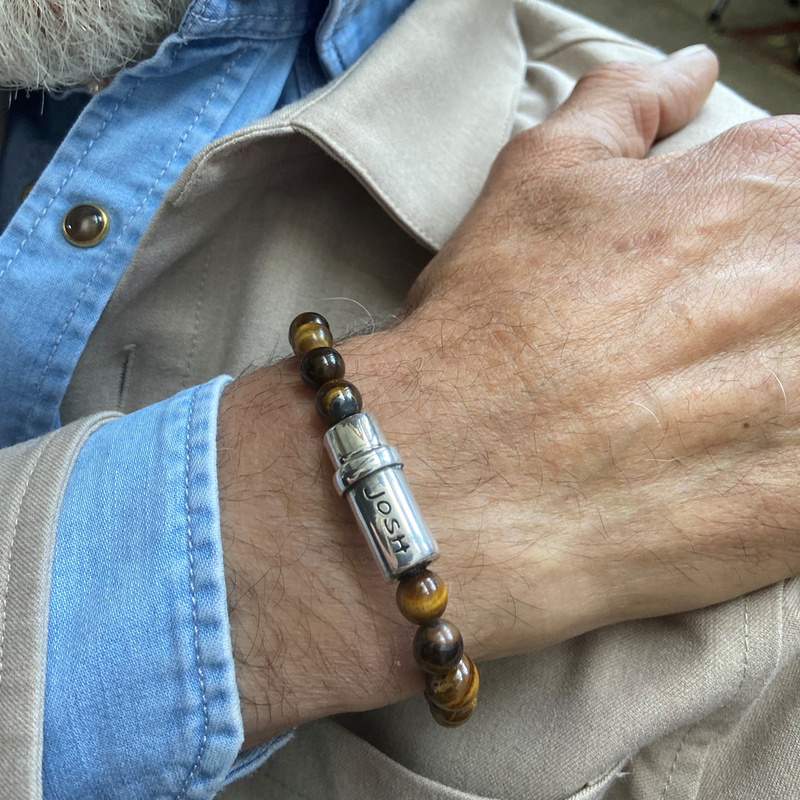 Josh Cognac Natural Stone Bracelet 09285SL/CGNC/MED-zoom-