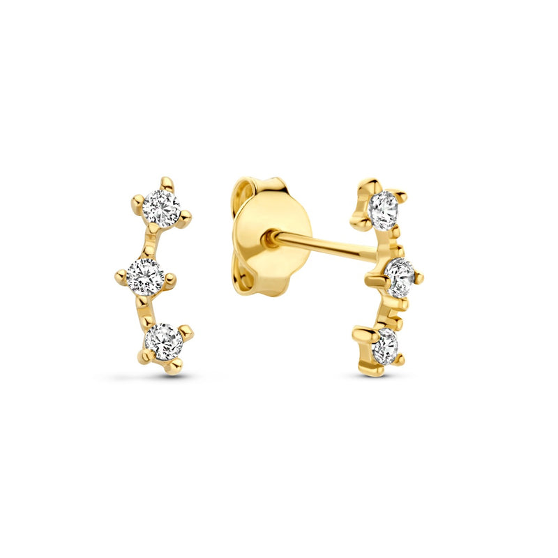 Beloro Jewels Monte Napoleone Mea 9 karat gold ear studs with zirconia BO360085-zoom-