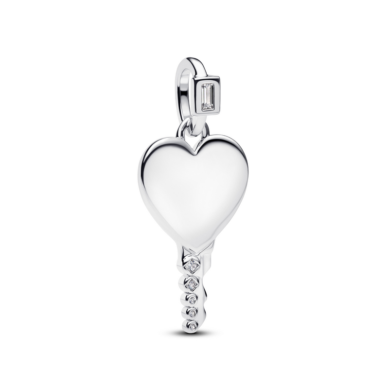 Pandora Moments 925 Sterling Silver Engravable Heart Key Shaped Pendant 394353C01-zoom-