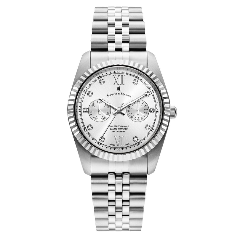 Jacques du Manoir Inspiration Multifunction Silberfarbene Edelstahl Unisex-Armbanduhr JWN06101-zoom-