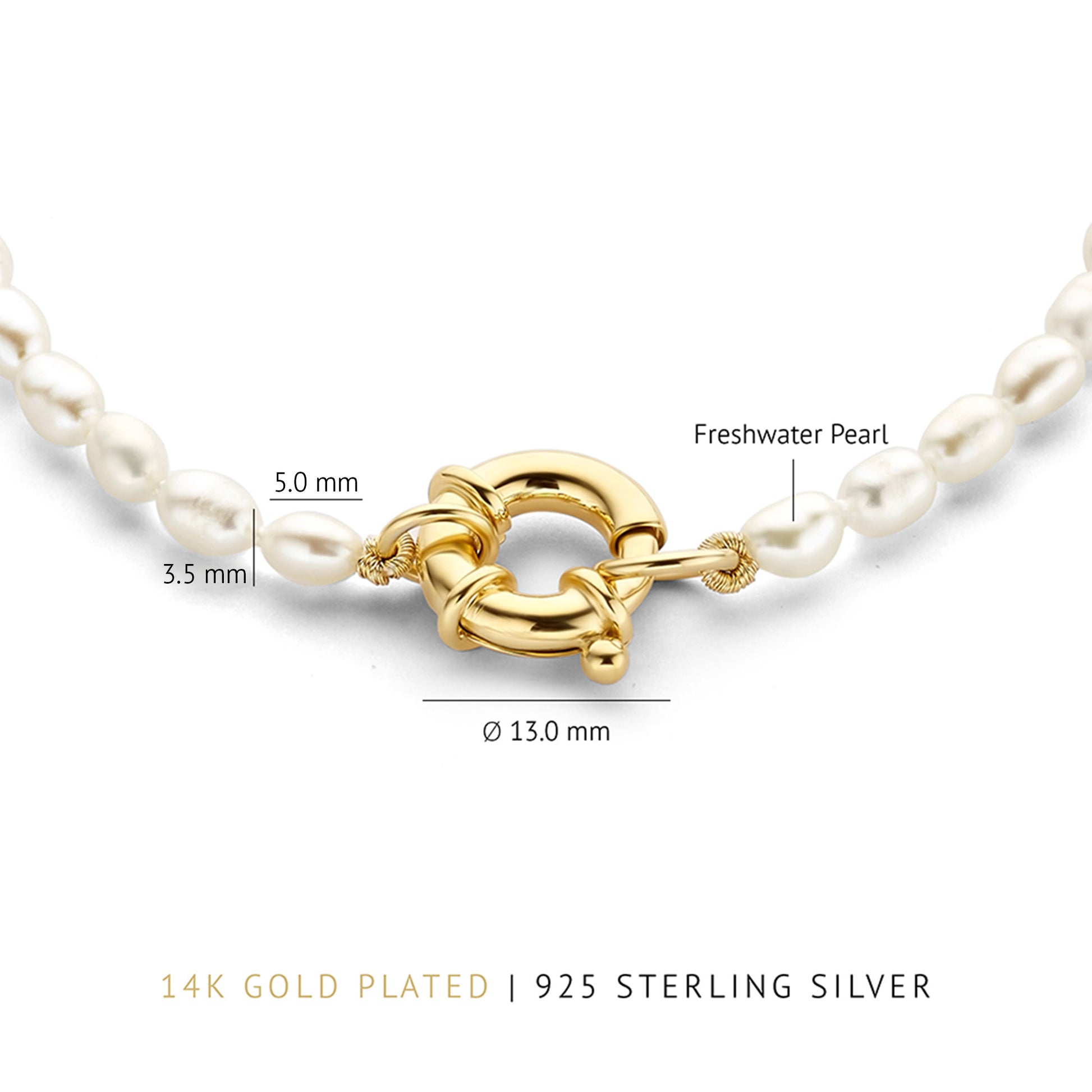 Parte Di Me Brioso Cortona Bella 925 sterling Silver gold plated Pearl Bracelet PDM32070