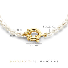Parte Di Me Brioso Cortona Bella 925 sterling Silver gold plated Pearl Bracelet PDM32070