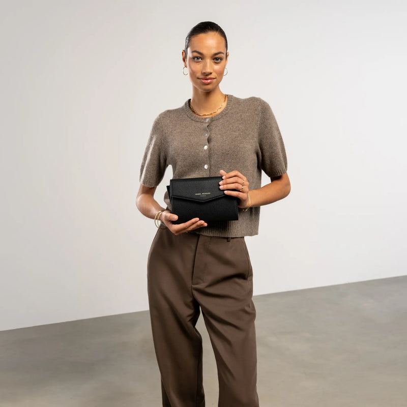 Isabel Bernard Honoré Lina Schwarze Clutch Mit Abnehmbarer Schulterkette IB21135-001-zoom-
