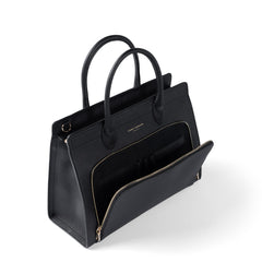 Isabel Bernard Honoré Nadine black calfskin leather handbag with 13 inch laptop compartment IB25110-001-13