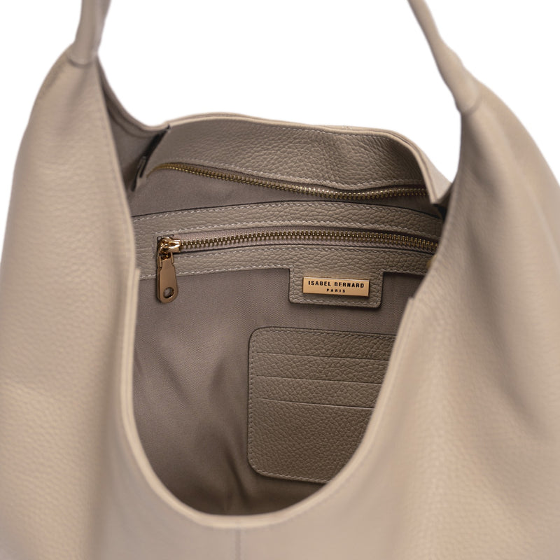 Isabel Bernard Honoré Grace taupefarbene Leder-Schultertasche aus Kalbsleder IB25093-078-zoom-