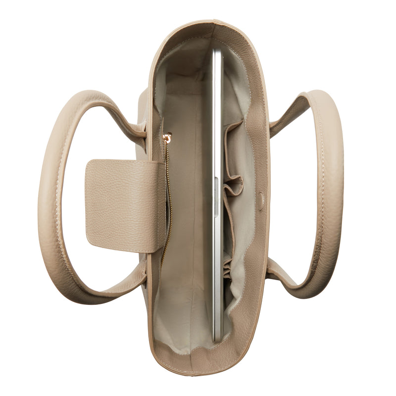 Isabel Bernard Honoré Lysanne Taupe Kalbsleder Umhängetasche IB25023-zoom-