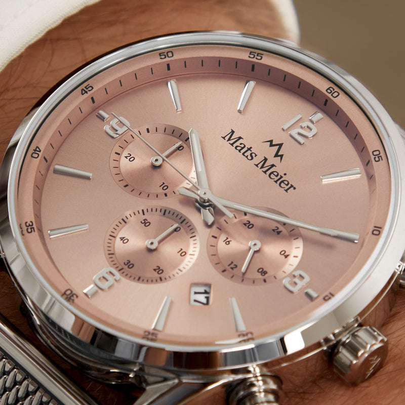 Mats Meier Grand Cornier Chronograph Men's Watch Silver Colored with Taupe MM00134-zoom-