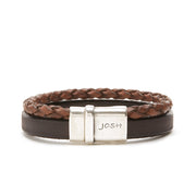 Josh Silver Brown Armband 09110-BRA-BROWN-L (Lengte: 23.00 cm)