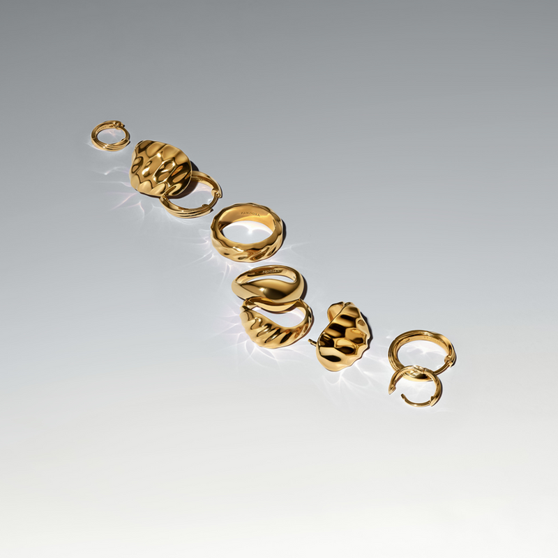 Pandora Essence Gold Plated Rippled Stacking Rings 163832C00-58-zoom-