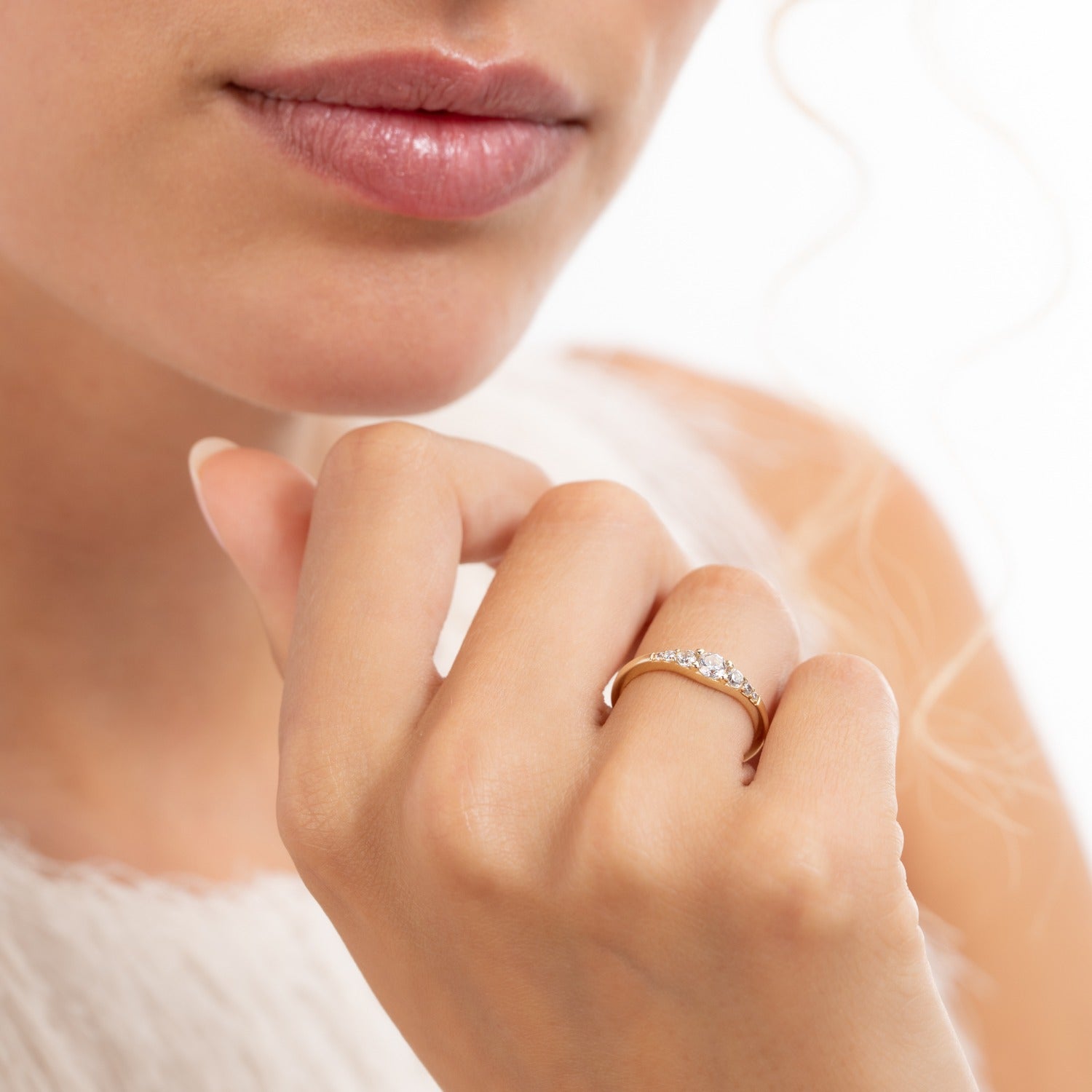 Isabel Bernard Rivoli Esme 14 Karat Gold Stacking Ring With Zirconia Stones IB330110-52