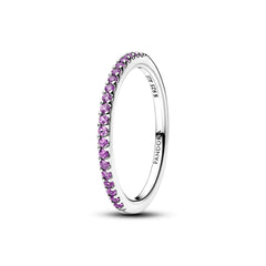 Pandora Timeless 925 Sterling Silver Cubic Zirconia Sparkling Purple Half-Eternity Band Ring 192999C04