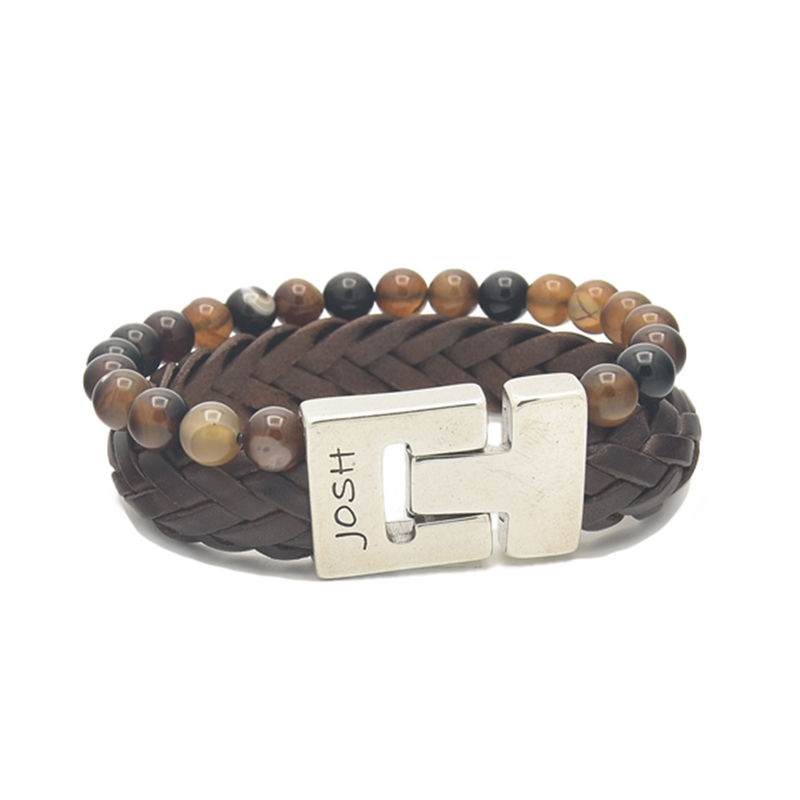 Josh Multi-coloured Natural Stone Bracelet 25023SL/BRCO/LRG-zoom-