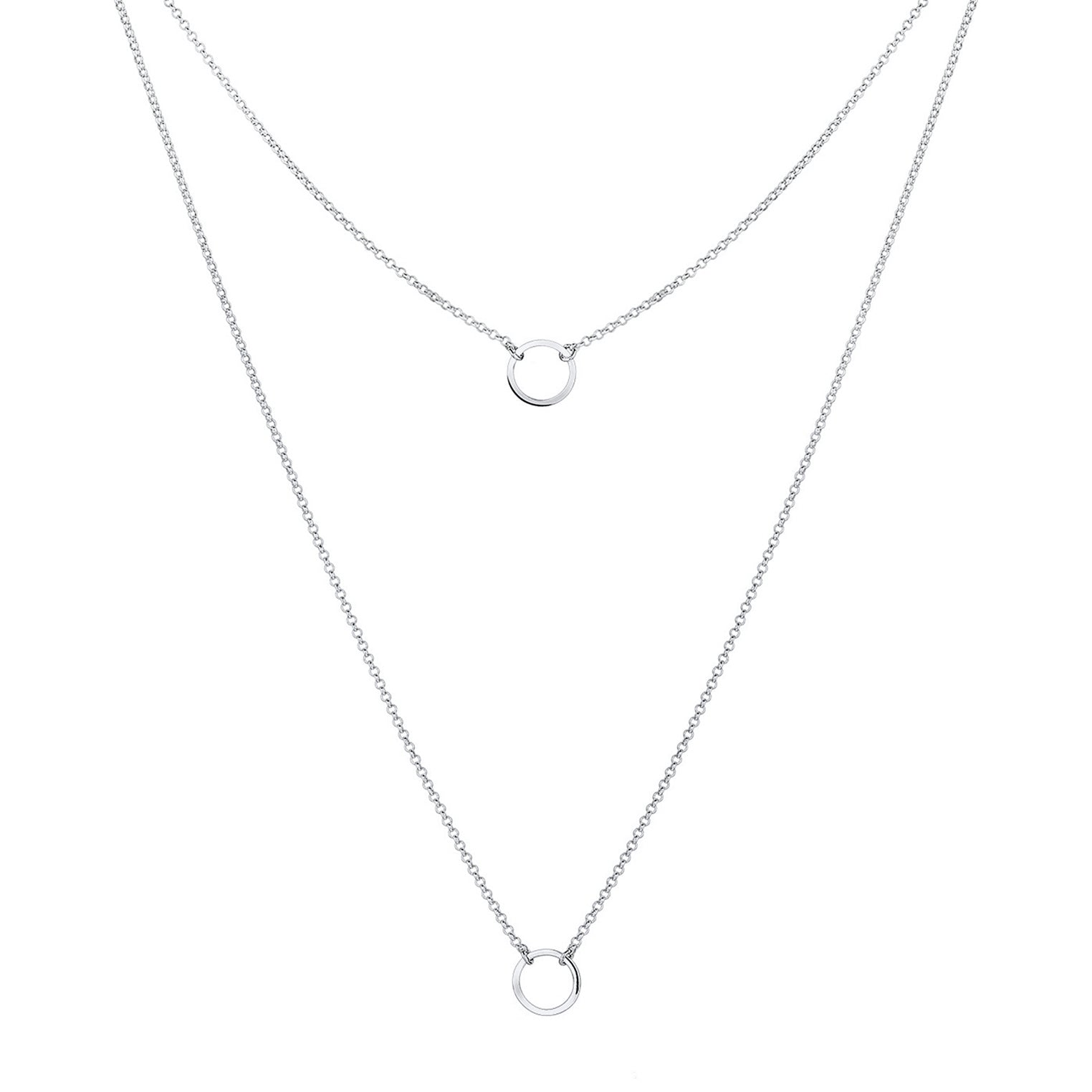 Elli 925 Sterling Silver Layered Link Chain Necklace 2004-BF-0007985-001