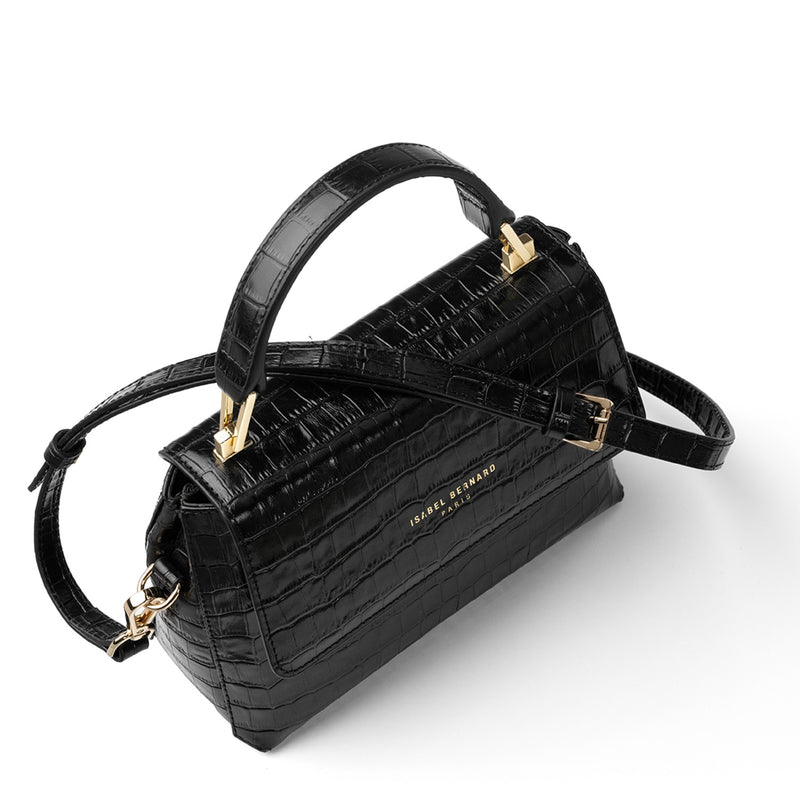 Isabel Bernard Femme Forte Heline Kroko Schwarz Kalbsleder Handtasche IB21037-zoom-