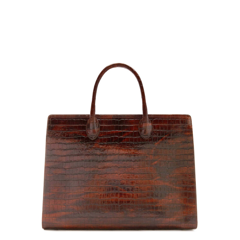 Isabel Bernard Honoré Nadine Kroko Leder Handtasche braun aus Kalbsleder IB25034-zoom-