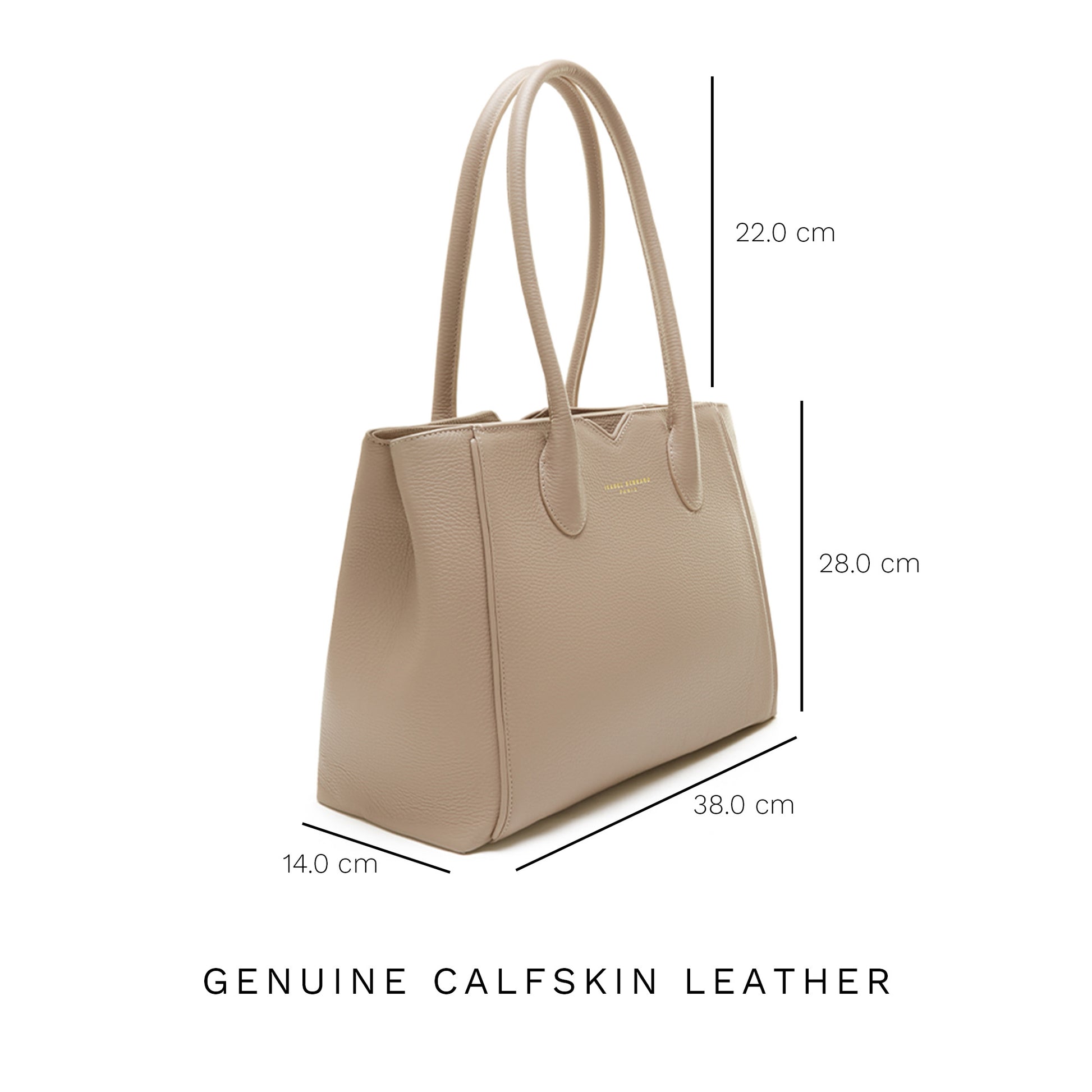 Isabel Bernard Honoré Cloe Taupe Leather Handbag made of Calfskin IB25016