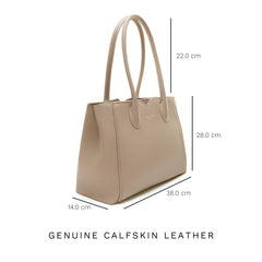 Isabel Bernard Honoré Cloe Taupe Leather Handbag made of Calfskin IB25016