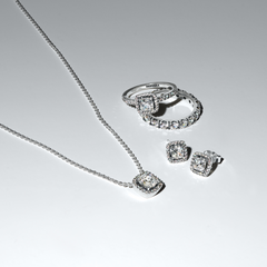 Pandora Timeless 925 Sterling Silver Square Halo Stud Earrings 293551C02