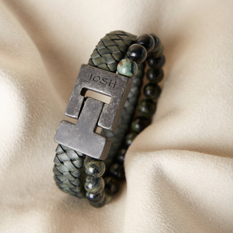 Josh Vintage herren Armband Grün 24966-BRA-VB/GREEN/M-zoom-