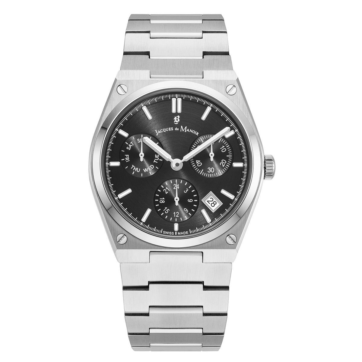 Jacques du Manoir Horizon Gents Multifunction Silver-Coloured Stainless Steel Men's Watch JWN05701
