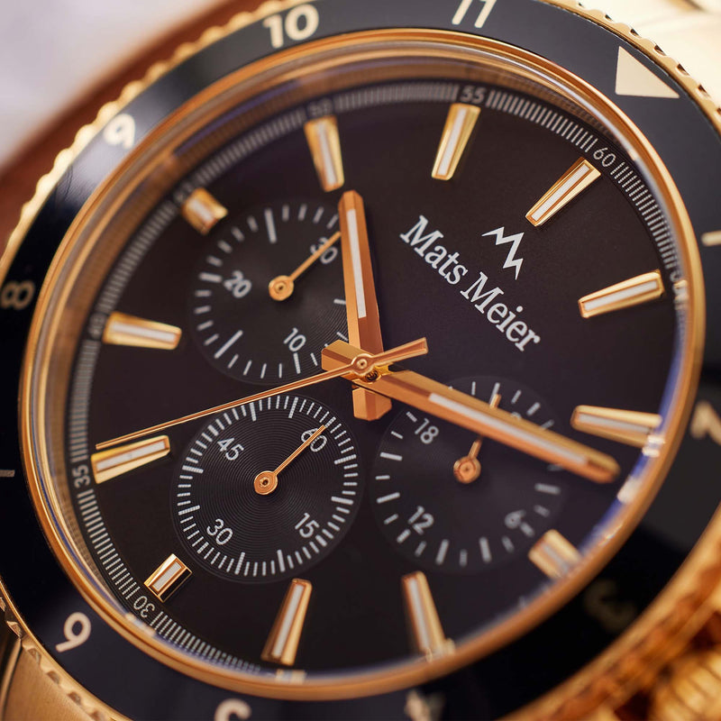 Mats Meier Ponte dei Salti Chronograaf HerrenUhr Goldfarbene und Schwarz MM00509-zoom-