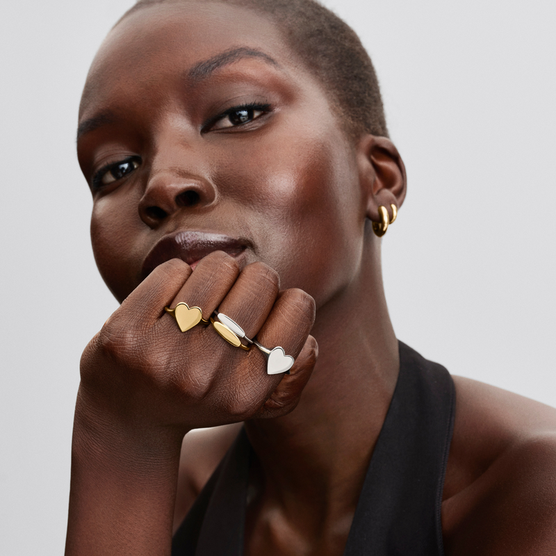 Pandora Moments Gold Plated Engravable Heart Ring 163988C00-52-zoom-